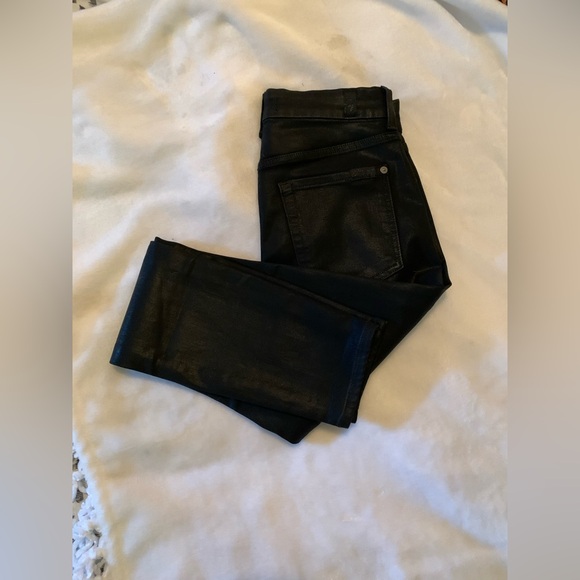 NWOT 7 FOR ALL MANKIND B(AIR) High Waisted Ankle Skinny Jean in Coated Black 27 - Picture 8 of 16